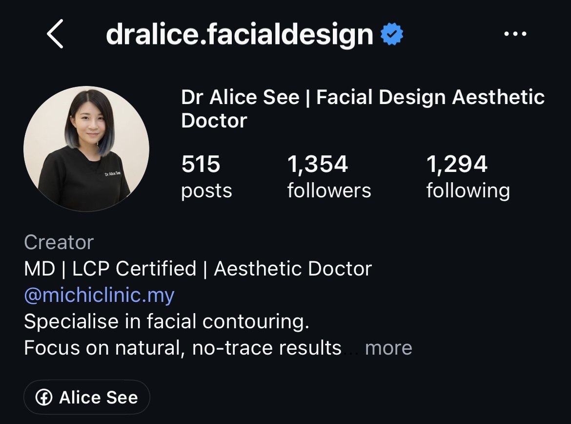Doctor Instagram profile example